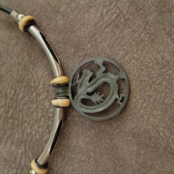 VTG PANAMA JACK Dragon Pendant Split Tube Unisex Castlecore Choker Necklace - Picture 5 of 8
